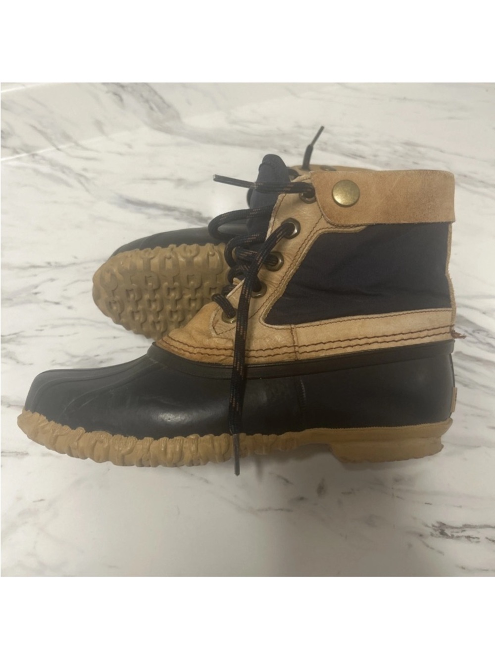 Sorel CanadaTwo-Tone Duck Boots - Black and Tan